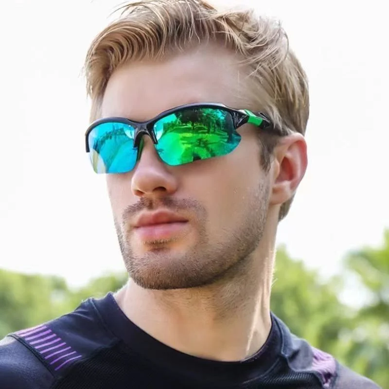 

2026 Semi Rimless Polarized Sunglasses Men TR90 Ultra Light Cycling Running Fishing Half Frame Sports Outdoor Goggles