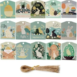 45pcs/lot Easter Rabbit Egg Hanging Tags Carton Vintage Paper Label For Happy Easter Party Decorations DIY Gifts Wrapping Supply