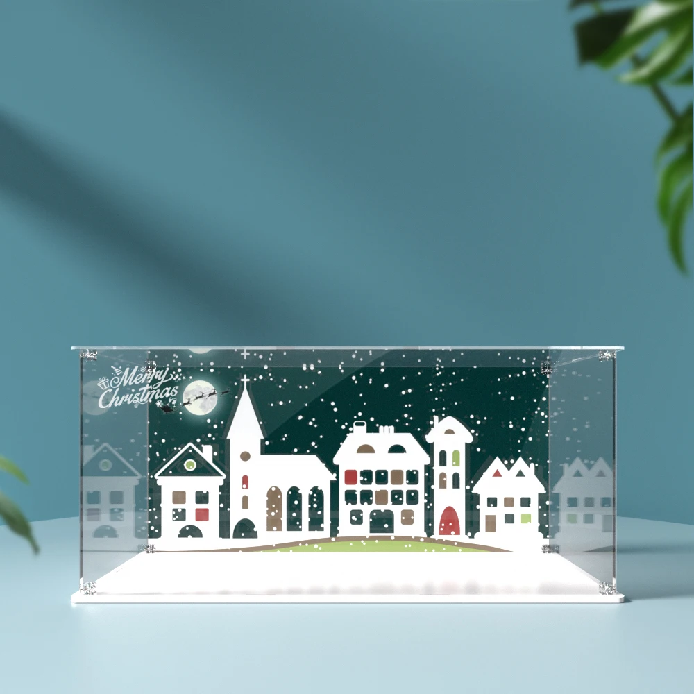 Acrylic Display Box for Lego 10308 Christmas High Street Dustproof Clear Display Case (Lego Set not Included）