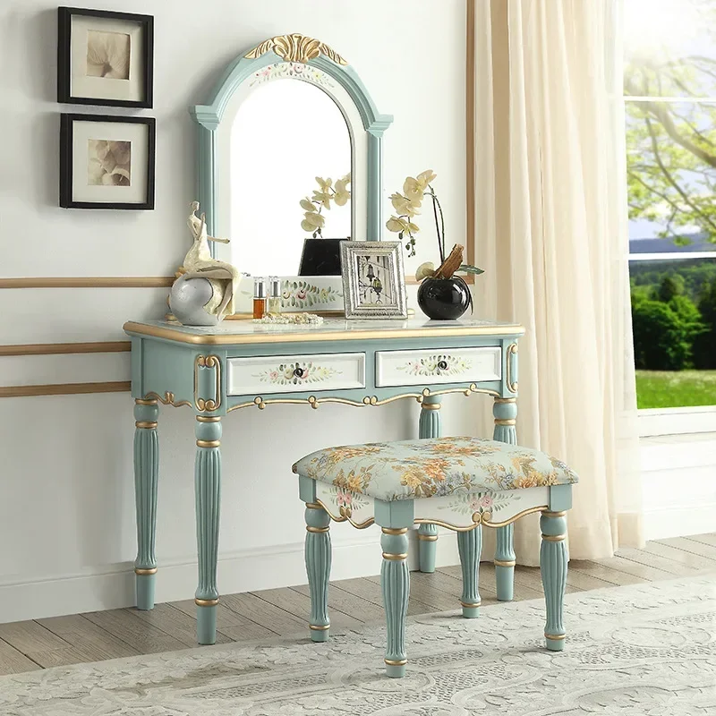 Mediterranean style dressing table Pastoral desk Dressing cabinet Storage cabinet One American princess dressing table