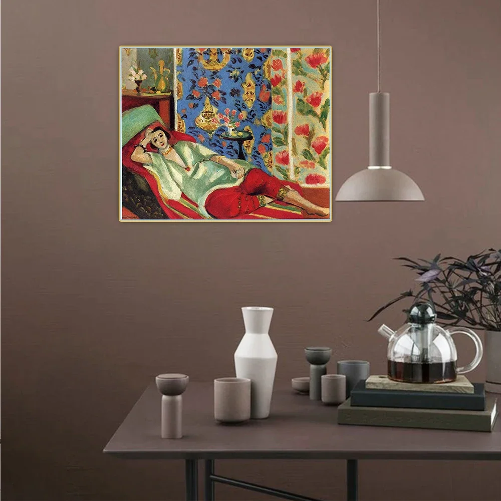 Citon Henri Matisse《Odalisque in red trousers》Canvas Art Oil Painting Artwork Poster Picture Wall Decor Backdrop Home Decoration