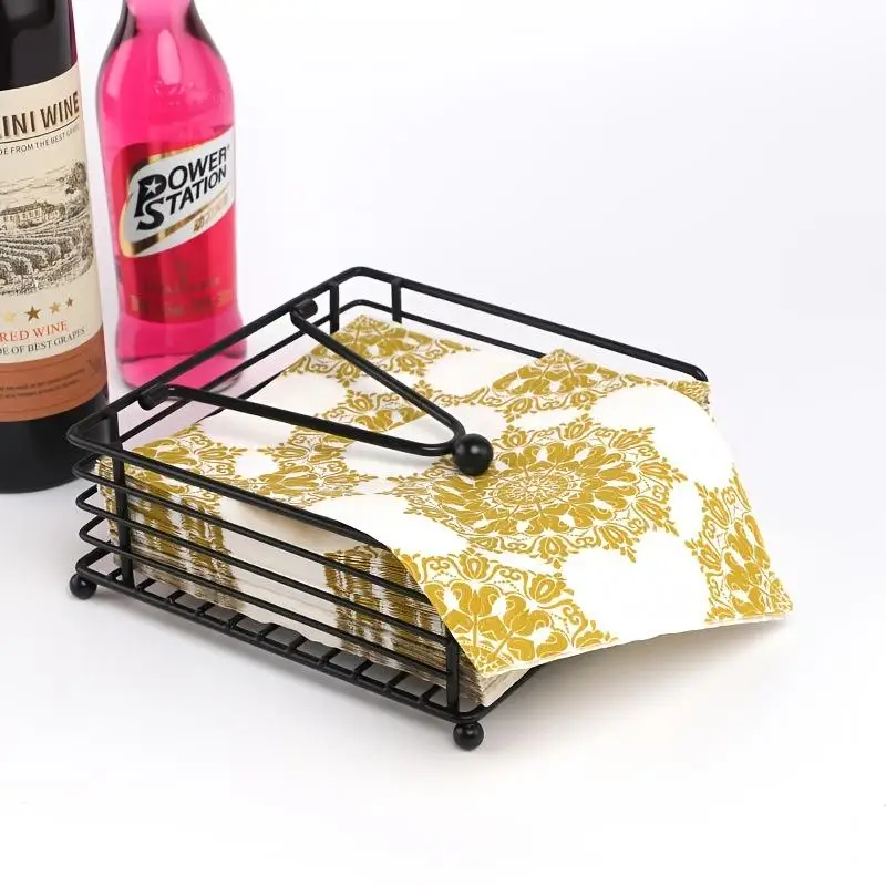 Napkin Holder Flat Napkin Dispenser Square Iron Paper Holder For Kitchen Dining Room Restaurant Decoration