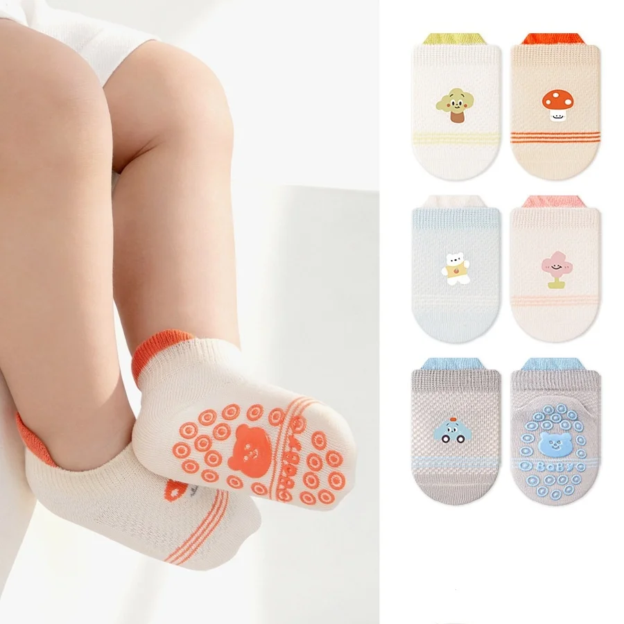 

Детские носки для девочек и мальчиков, весенне-летние тонкие детские хлопковые сетчатые короткие носки с героями мультфильмов, противоскользящие носки для маленьких мальчиков и девочек, От 0 до 5 лет