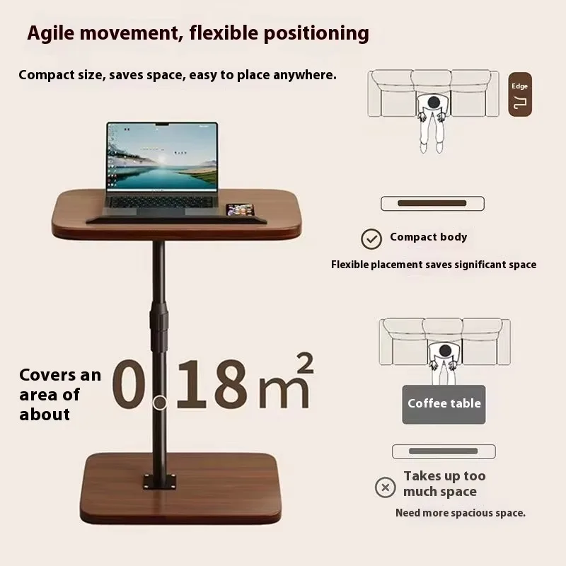 طاولة بجانب السرير متنقلة بارتفاع قابل للتعديل مع صينية كمبيوتر محمول ومكتب قائم دوار لأريكة السرير يستخدم مكتب دراسة محطة العمل المدمجة #5