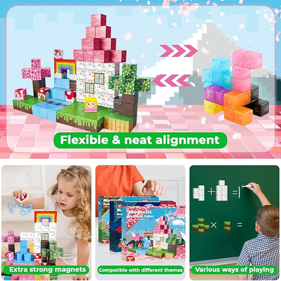 Magnetic building block toy Rainbow Forest House, educational toy building blocks, a festival gift for children.