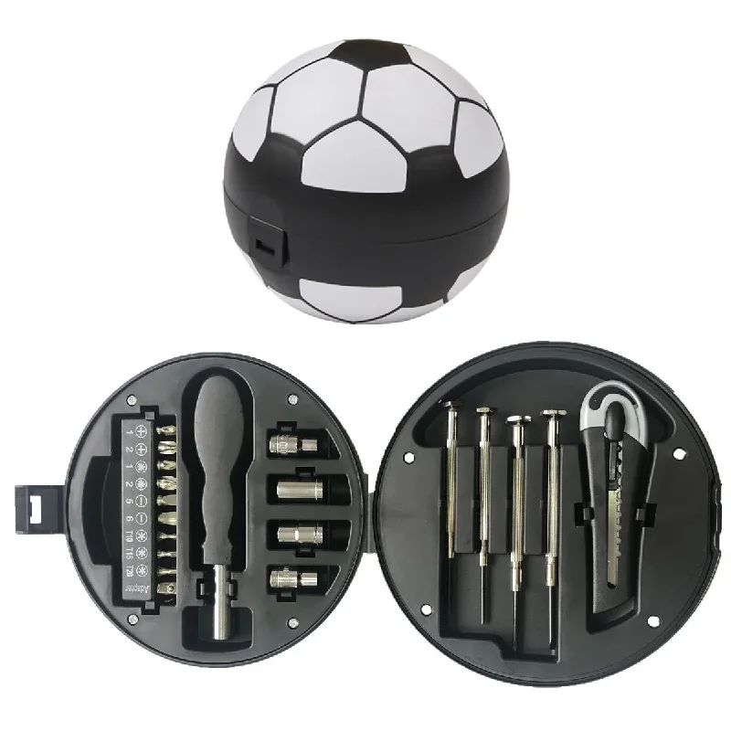 Soccer Ball Shaped Tool Kit 20Pcs Household Screwdriver Set Multifunctional Hand Tools for Home Repair Gift for Football Fans