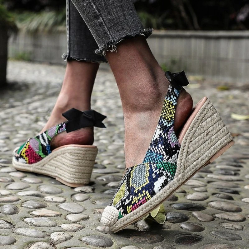 2024 Wedges Sandals for Women Closed Toe Bandage Espadrille Stylish Shoes Platform Sandals Zapatos De Mujer