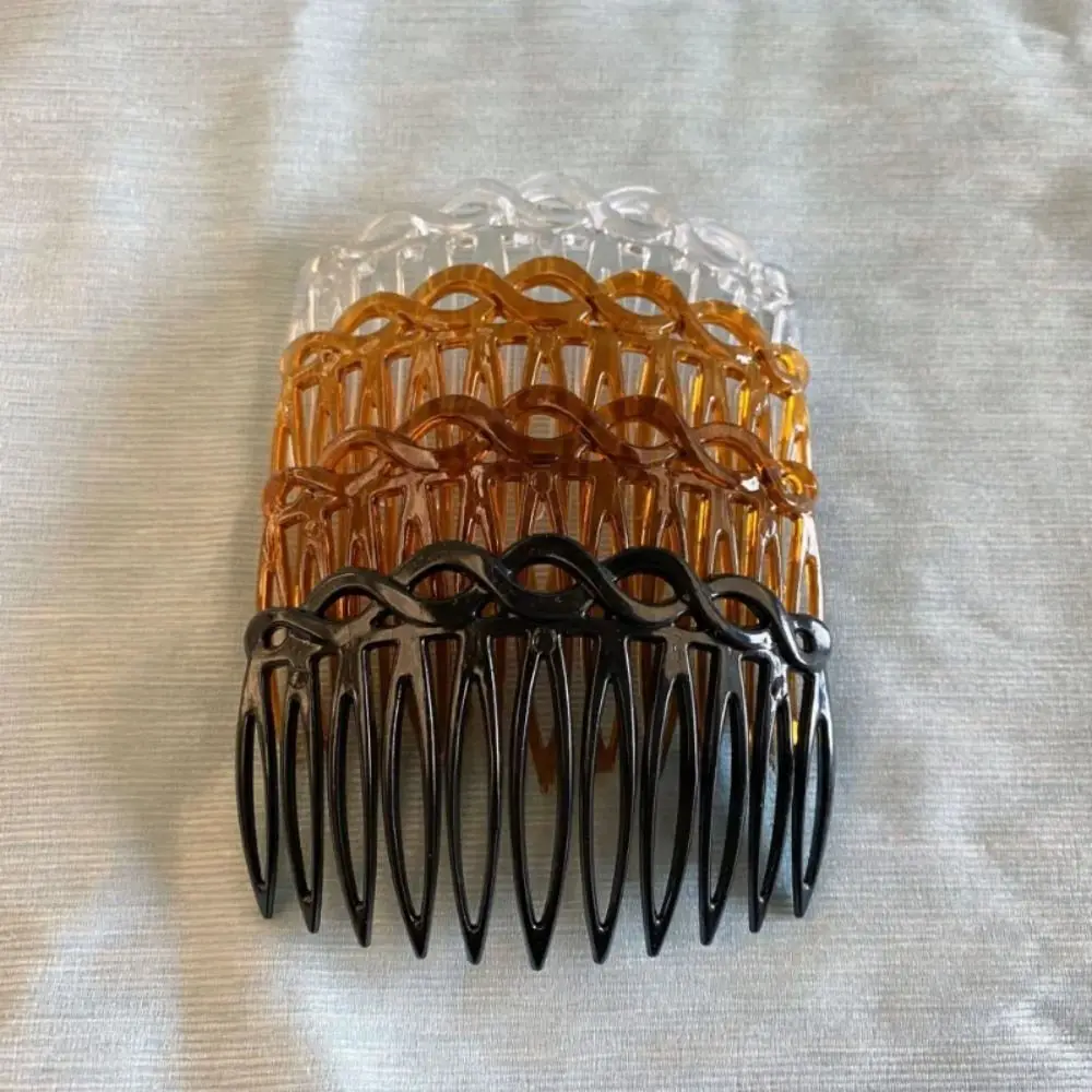 Portable 11 Teeth Simple Hair Clip Combs Straight Teeth Plastic Inserted Combs Versatile French Vintage Weaving Hairpins Girls