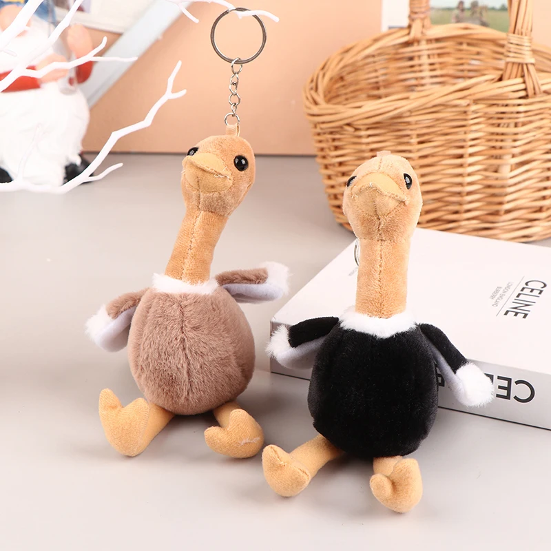 Cute Ostrich Plush Toy Cartoon Pendant Soft Stuffed Doll Keychain Backpack Car Bag Key Ring Decor Kid Gift