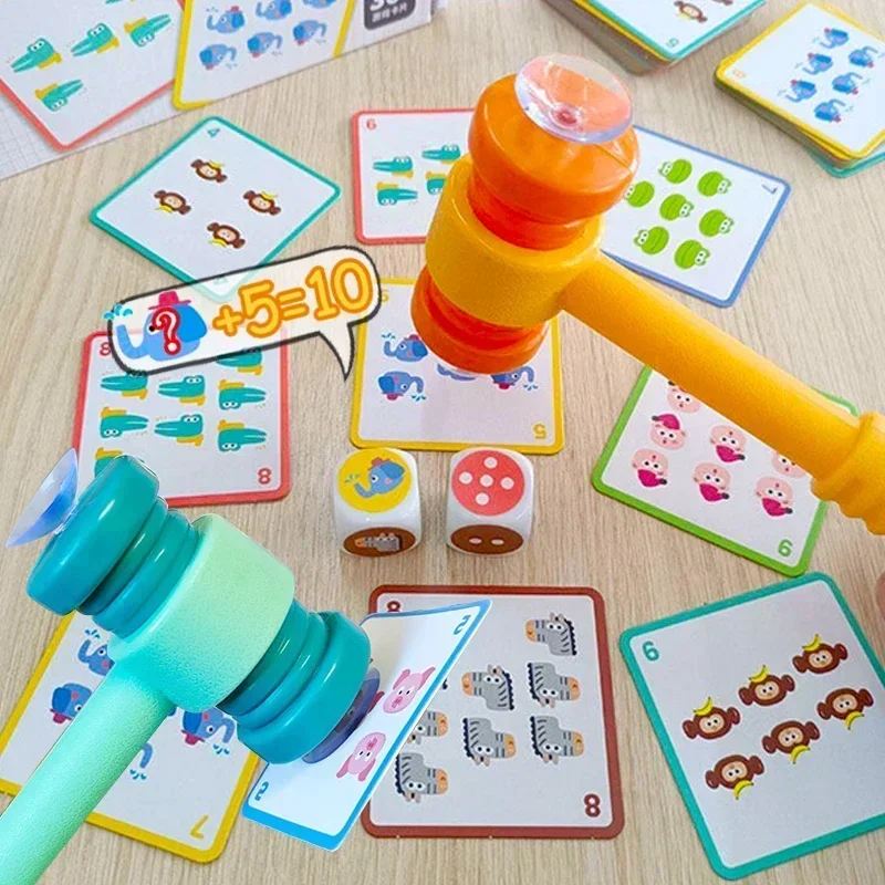 New Kids Suction Cup Hammer Battle Table Game with Card Logic Thinking Training Math Montessori Fun Mathematics Educational Toys