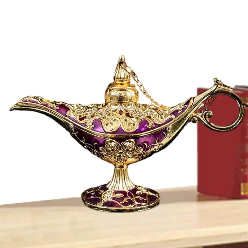 Aladdin Lamp Aladdin Costume Lamp Arabian Lamps Metal Curved Vintage Wishing Light Incense Holder