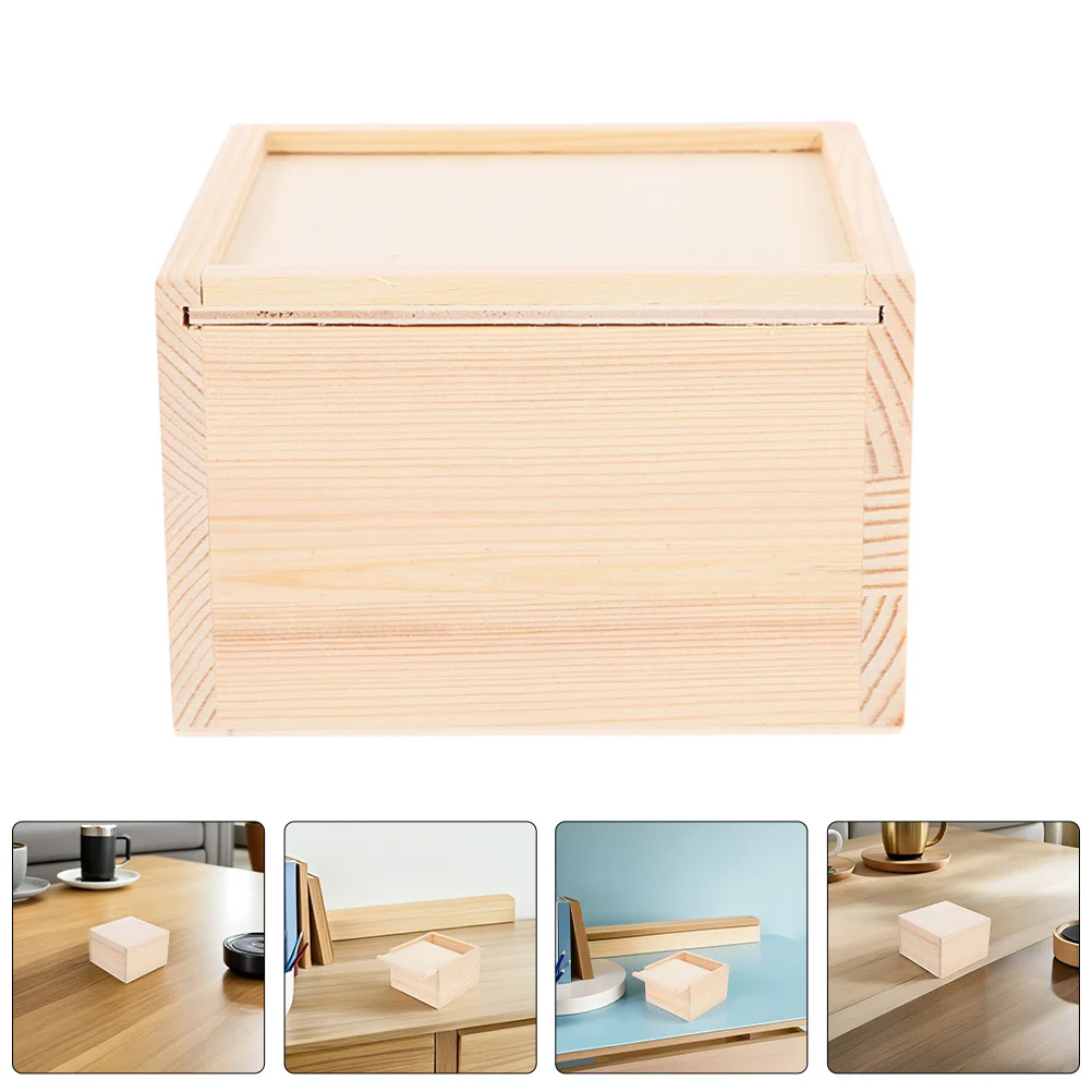 

2pcs Wooden Jewelry Box Slide Grain Storage Chest For Rings Necklaces Bracelets Keepsake Vintage Home Decor