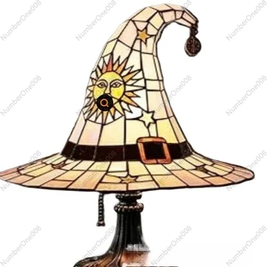Cross-border New Stained Glass Witch Hat Lamp Decorative Light Living Room Interior Bedroom