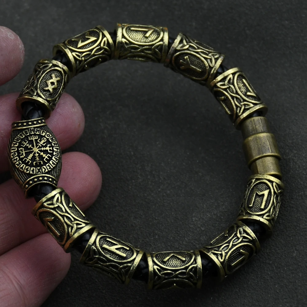 Norse Runes Bracelet Vikingo 3pcs /11pcs/13Pcs/15pcs Runes Beads Vegvisir Compass Amulet Viking Bracelet Slavic Accessorier