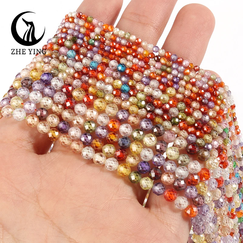 Zhe Ying 2mm AAA Natural Zircon Stone Shining Gemstone Faceted Rondelle Zircon Beads for Bracelet Necklace Diy Accessories