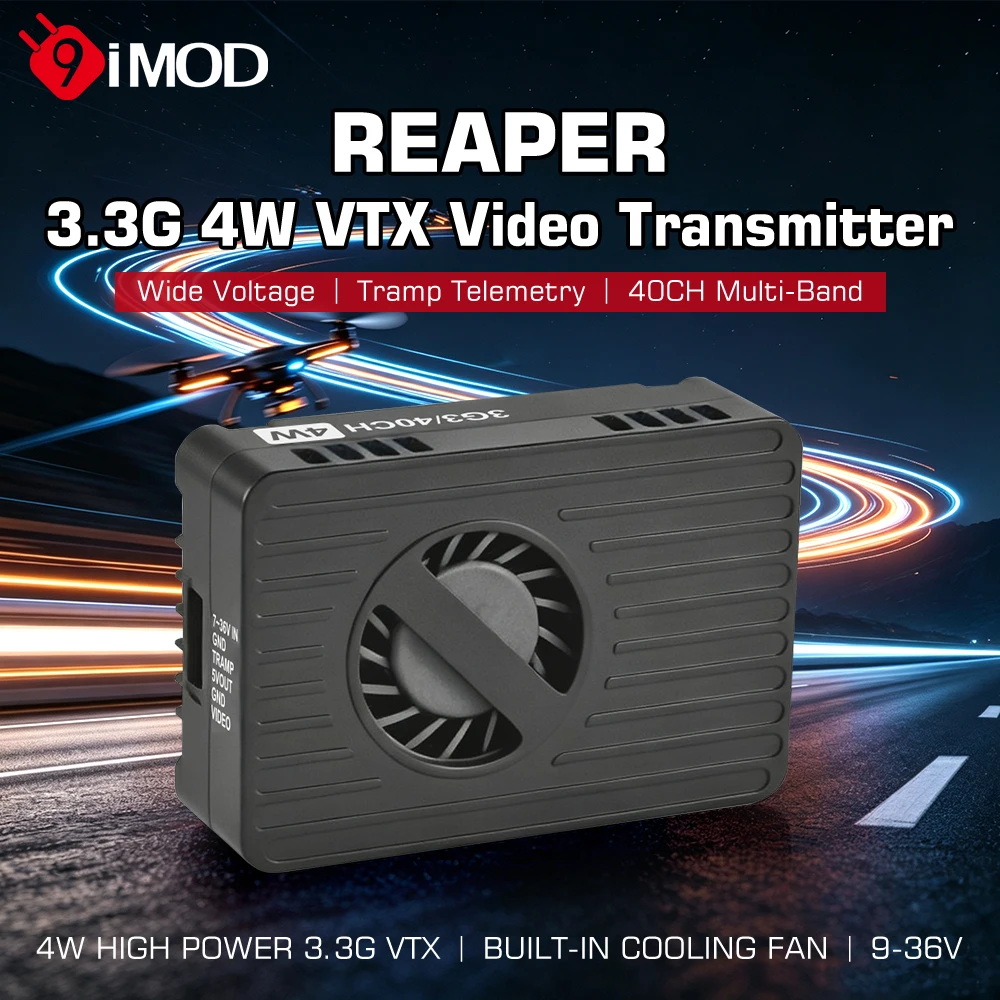 Foxeer Reaper 3.3G 4W VTX 40CH Video Transmitter with Cooling Fan for FPV Racing