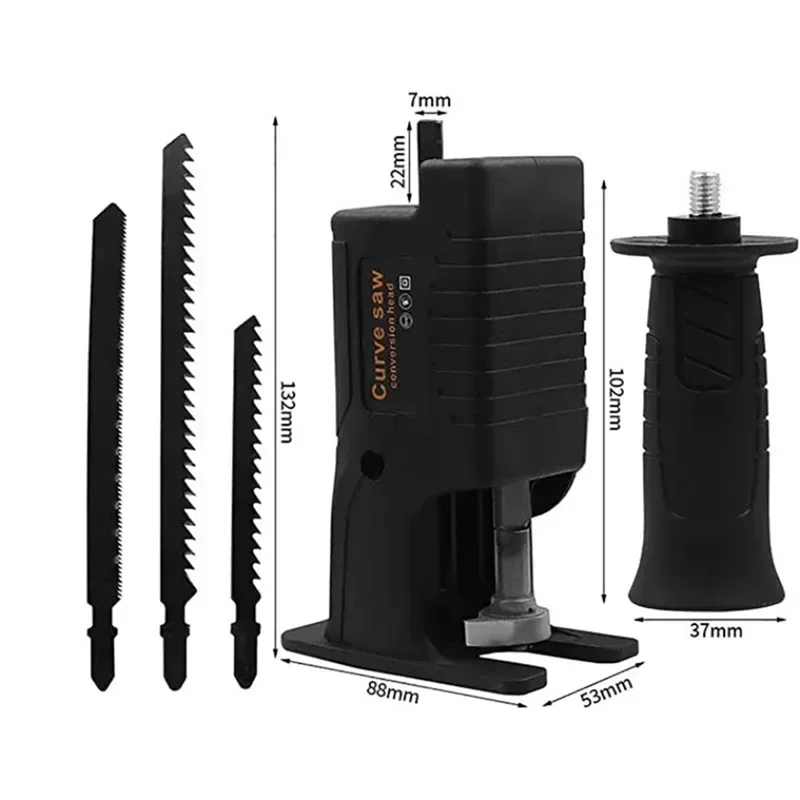 

【Улюбимые люди】Перевертер электрической кривой пилы для дрели с портативной системой сабельных полотен, 3 пильных полотна в комплекте