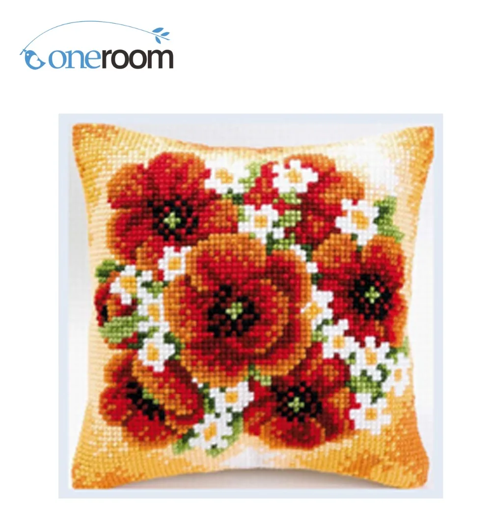 CX0438  Needlework Kit Unfinished Acrylic Yarn Embroidery Pillow Tapestry Canvas Cushion Front Cross Stitch Pillowcase