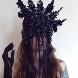 Gothic Masked Hanging Tassel Mysterious Art Eye-Catching Exaggerated Mask Catwalk Performance Accessories