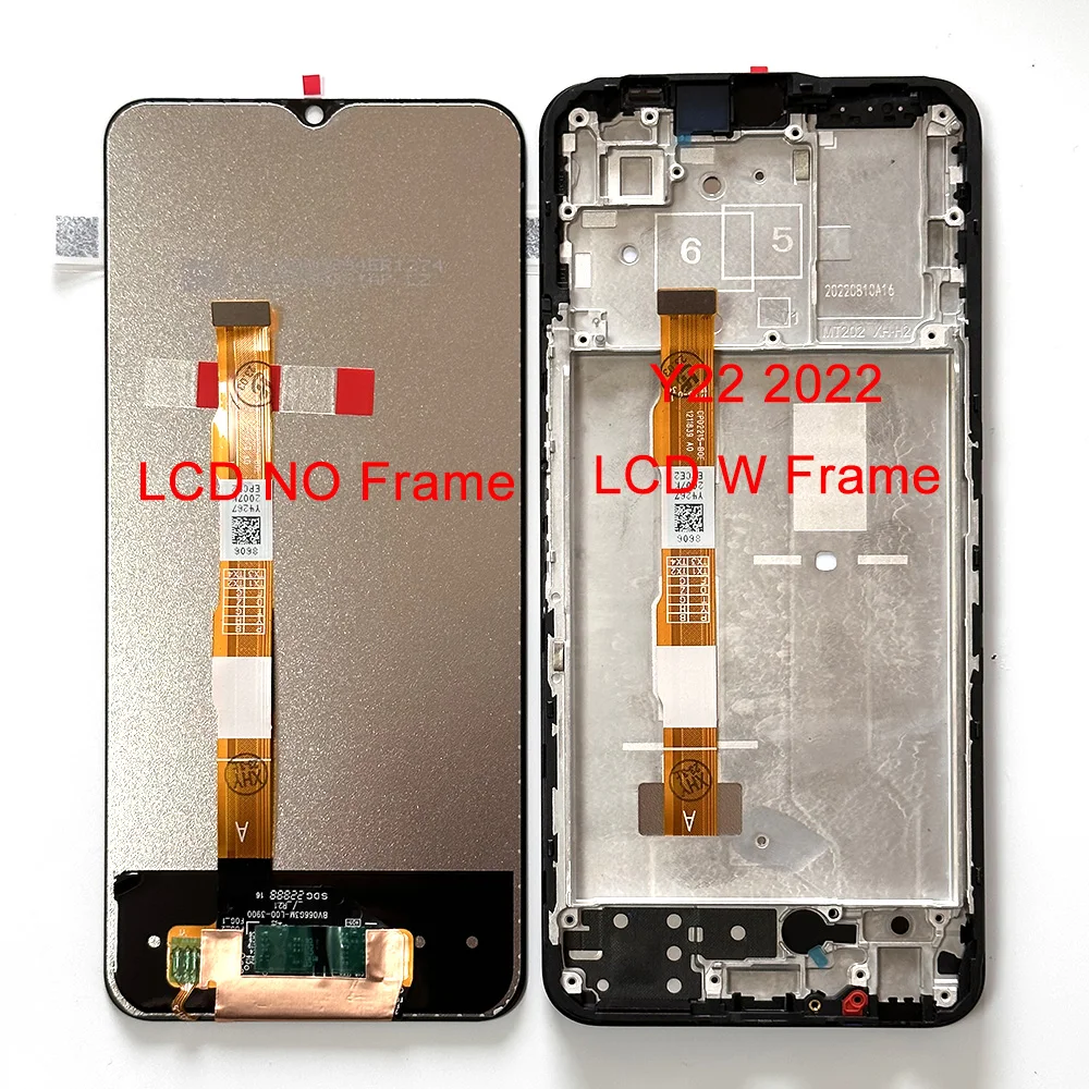 Original For VIVO Y15s Y15c LCD Frame Y22 2022 Y35 4G LCD Display Screen+Touch Panel Digitizer For VIVO Y53S 4G 5G Y33s Frame