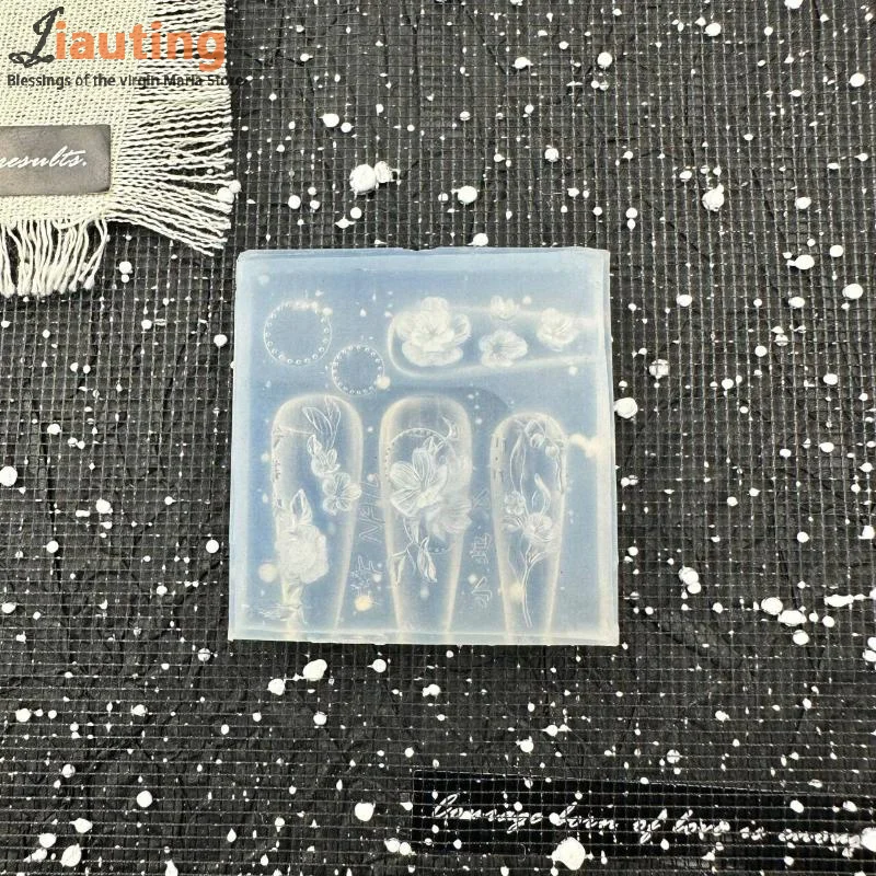 3D Blume Relief Silikon Nagel Form Kerzenhalter Rose Transparent Nägel Vorlagen DIY Nail art Dekoration Maniküre Design Werkzeuge