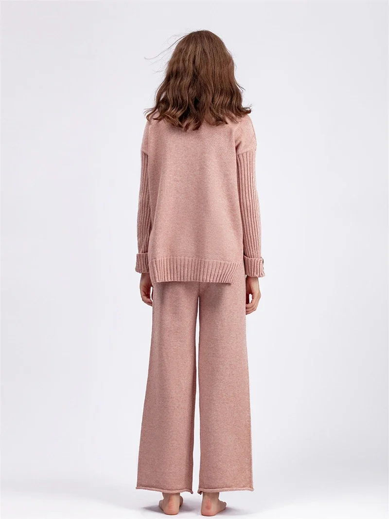 Fashion Knitted 2 Piece Sets Women Outfit Fall Clothes 2024 Women Pullover Sweater Top and Pant Sets Casual Sweatsuit Woman Sets