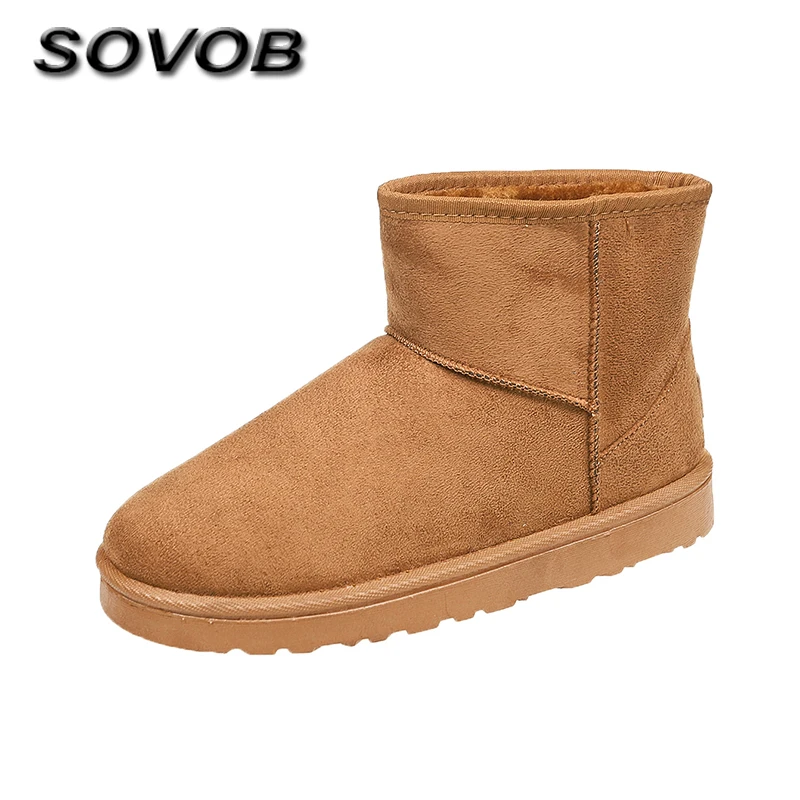 

Cheap Yellow Women's Snow Boots Slip-On Flat Ankle Boots Couples Comfortable Warmed Plushed Winter Boots For Women Zapatos Mujer