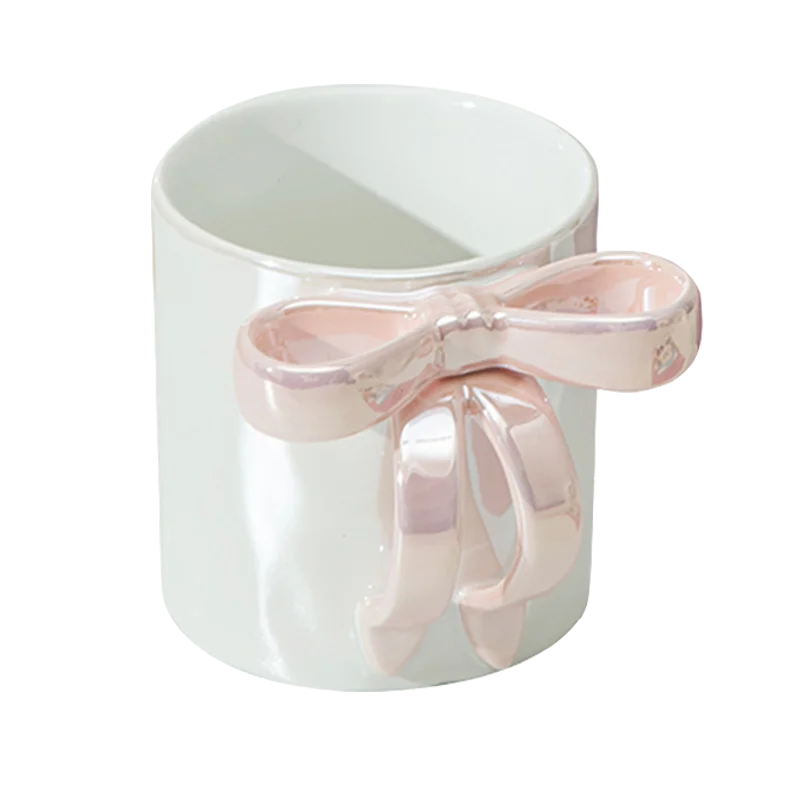 Elegant Ceramic Water Cup with  Knot Design Ladies Premium Coffee Cup High Aesthetic Value Korean Style Mugs