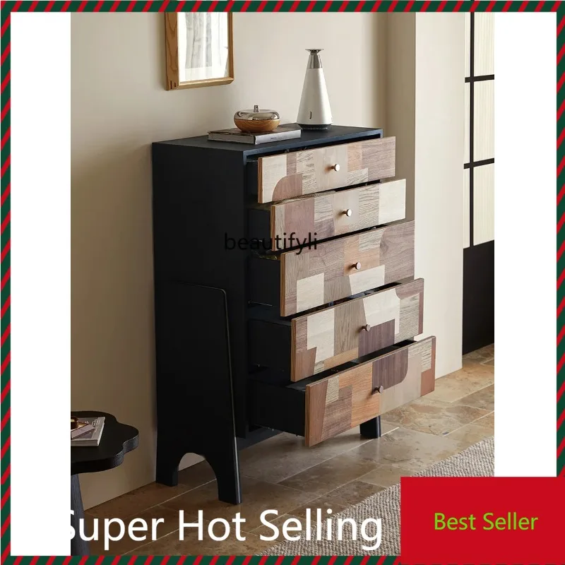 

M71 Solid Wood Five-Drawer Simple Modern Bedroom Storage Cabinet Bedside Retro Standing Cabinet Vintage Storage Cabinet
