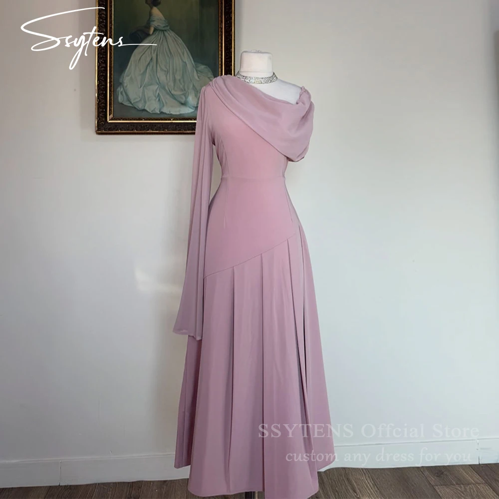 

SSYTENS Elegant Saudi Arabia Evening Dresses A Line One Shoulder Draped Party Dress Decent Formal Occasion Prom Gowns Customized