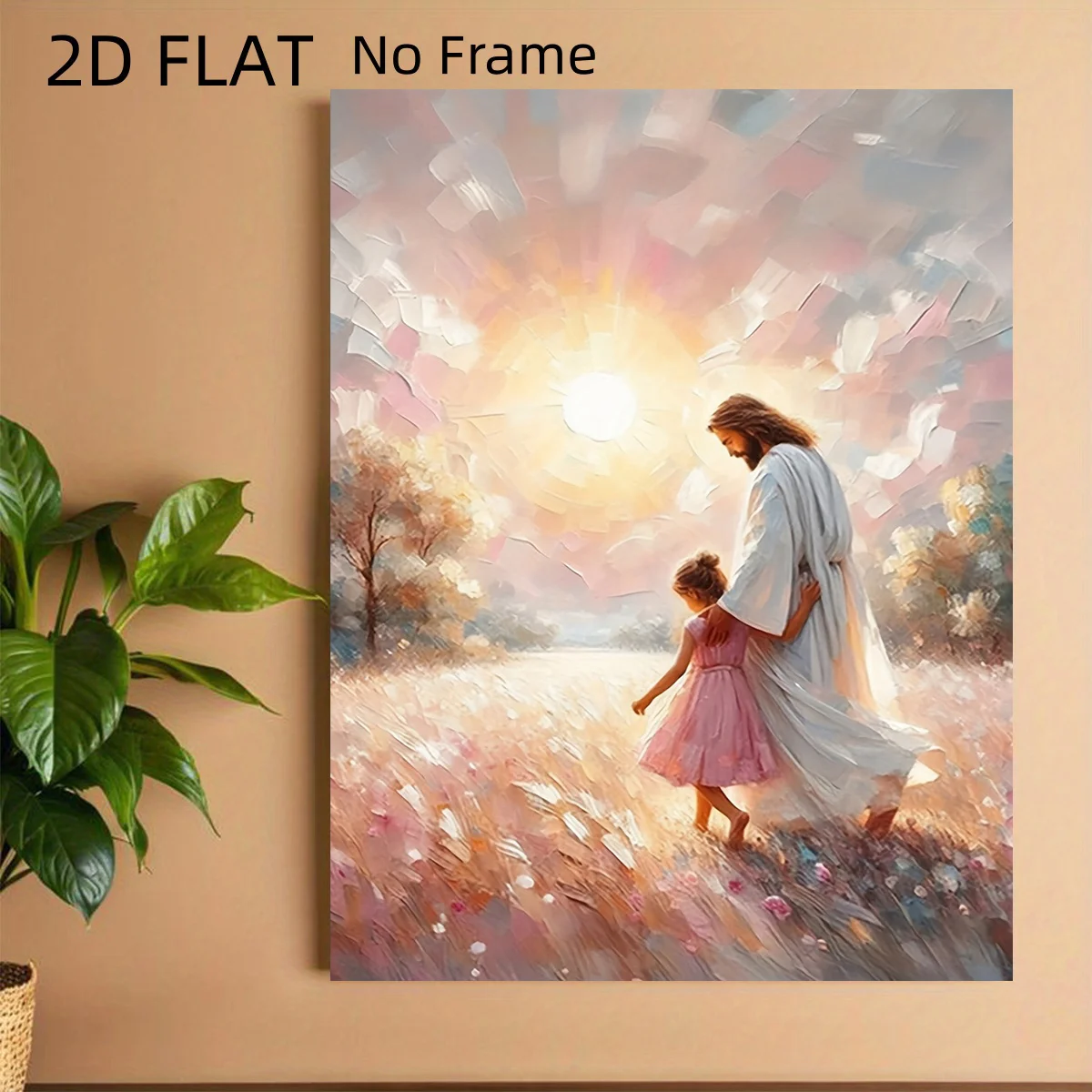 2D Flat, 2D Flat, 2D Flat No Frame Walking with God - And The Girl No Frame Canvas Art Poster Traditional Style Christian Rel