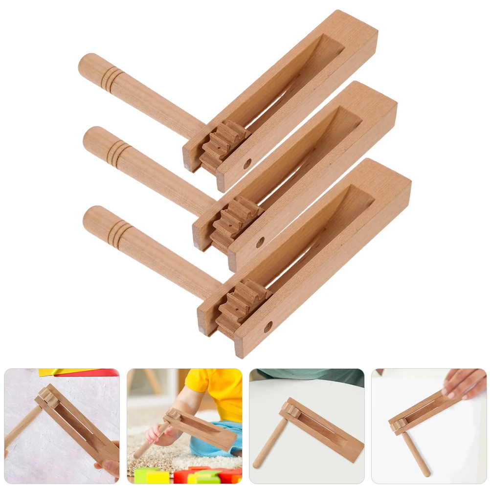 

3pcs Wooden Ratchet Soundboard Handheld Ratchet Noise Maker Percussion Musical Instrument wooden castanet