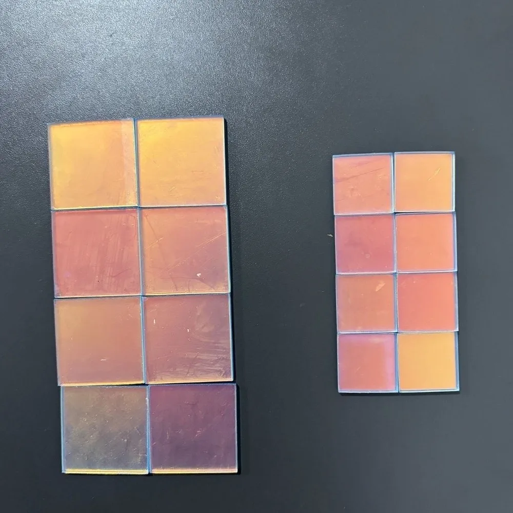 50Pcs Rainbow Radiant Acrylic Sheets Mini Double-Sided Holographic Acrylic Square Radiant Color Holo Plexiglass Tiles