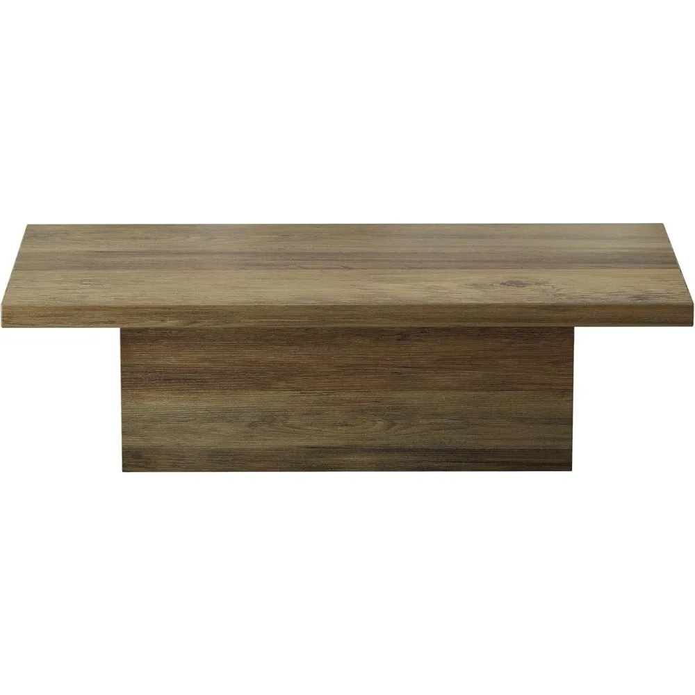 Mesa de centro de fazenda, mesa de coquetel moderna de madeira projetada de 47,25", mesa de destaque resistente a arranhões com estrutura resistente para livin