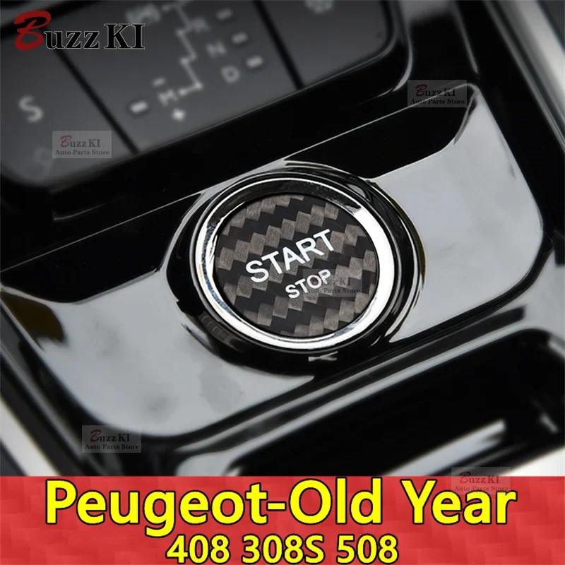 For Peugeot 408 308S 508 C4 4008 5008 Car Engine Start Stop Button Cover Real Carbon Fiber Sticker