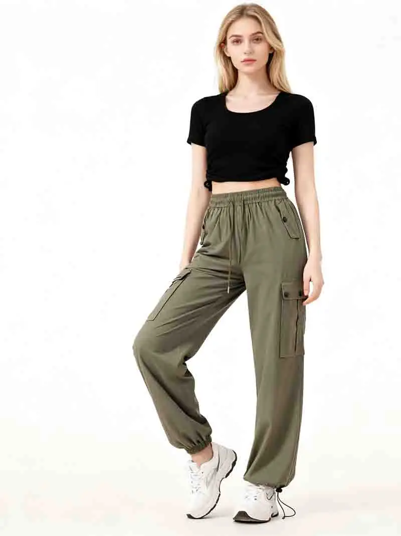 

Брюки-карго женские летние нейлоновые уличные пляжные костюмы в стиле бохо хиппи Amekaji воздушные допаминовые сетчатые легкие уличные брюки BF