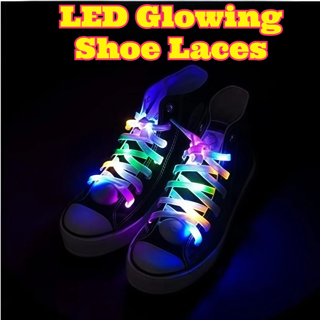 Cadarços de sapato brilhantes de led, tiras de nylon de alto brilho, cadarços leves multicoloridos, corrida noturna, festival, rave, performance de palco