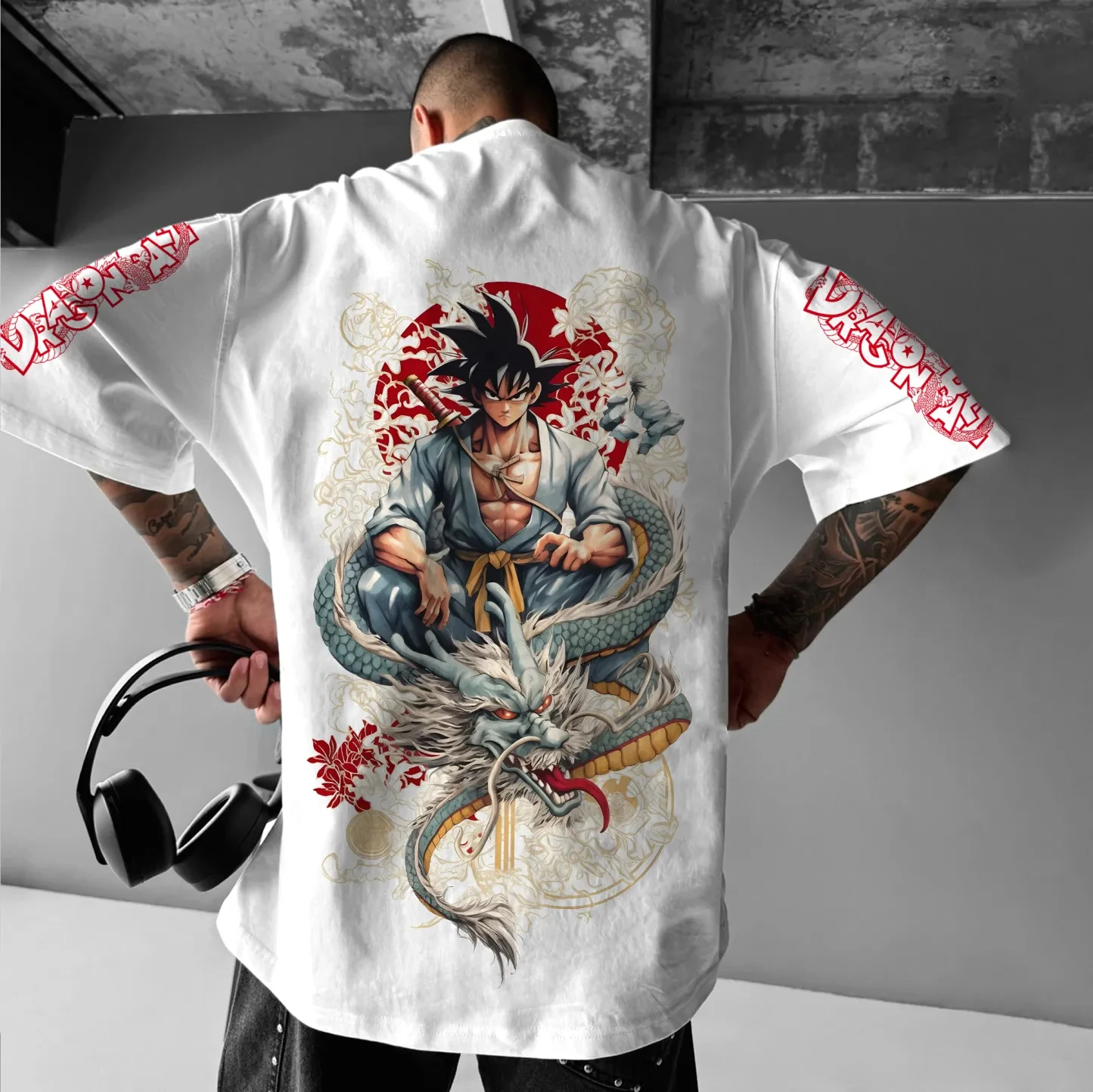 

Dragon Ball Collaboration Best-selling Summer Men's Sports and Lifestyle Large-sized Commuting Round-neck Short-sleeved T-shirt