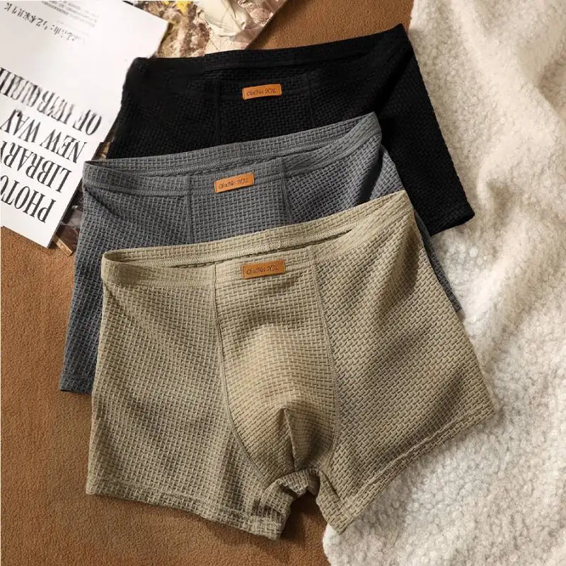 

3 pcs Men's Underwear Boxer Shorts Ice Silk Man Underpants Breathable Sexy Slim Panties Male U Convex Lingerie Wholesale