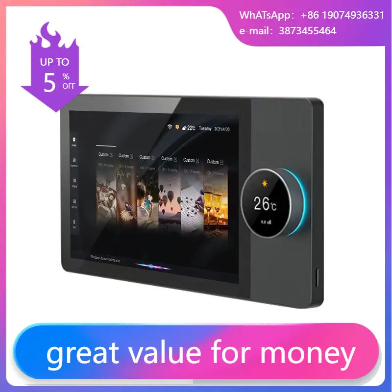 

4-way Speakers Multi-functional Tuya Android 8 Inch Central Control Panel With Music Background Not Including Wired Speakers