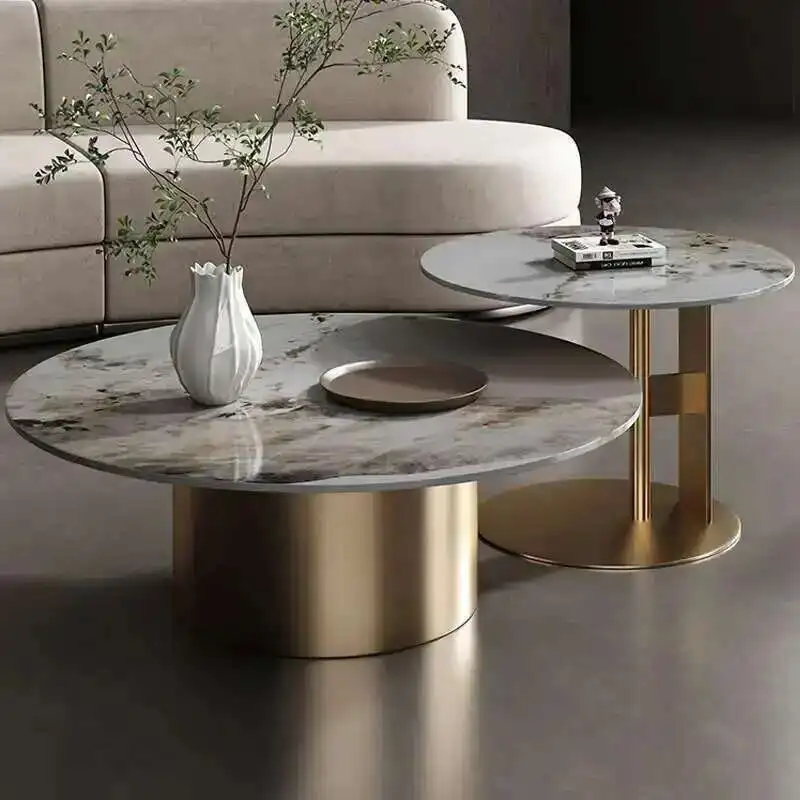 

Table Coffee Rock Italian Round Slab Luxury Modern Living Room House Designer Side Table Mesa De Centro Sala Home Furniture