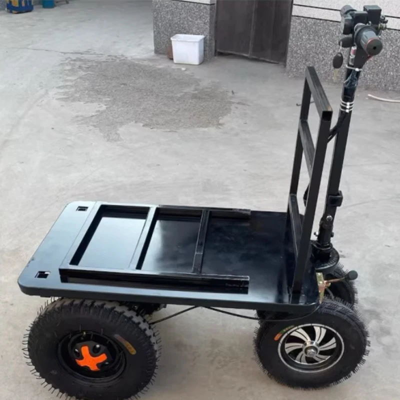 عربة منصة كهربائية مع مقود قابل للطي، عربة محمولة للمستودعات، عربة منصة كهربائية مسطحة #5