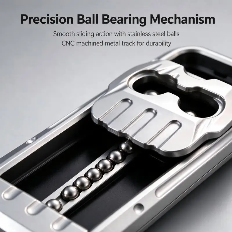Fidget Slider Stainless Steel Metal EDC Push Card Stress Relief Ball Bearing Hand Fidget Toy Adults Anxiety Relief Pocket