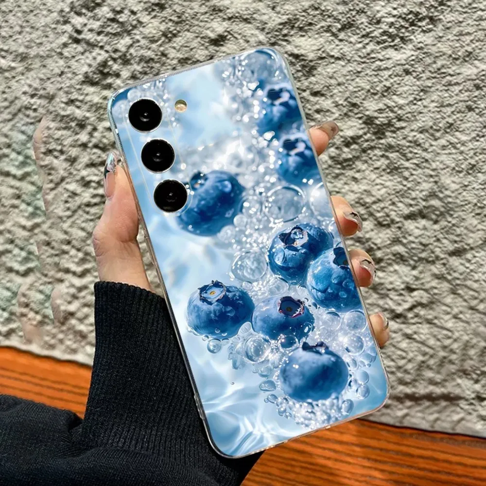 Blueberries Fruit  Phone Case For Samsung Galaxy A71,70,52,40,51,31,A50,21S,30S,Note20ultra Transparent soft Cover