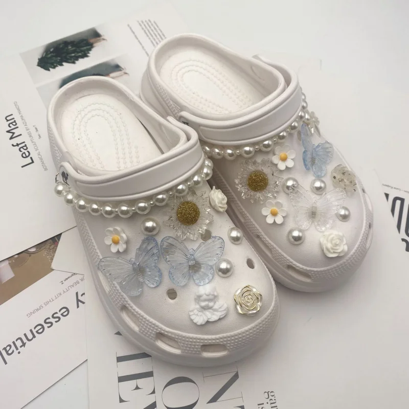 

Butterfly shoe buckle thick chain flower set shoe flower Suitable for Crocs shoe upper DIY decorative buckle accessories