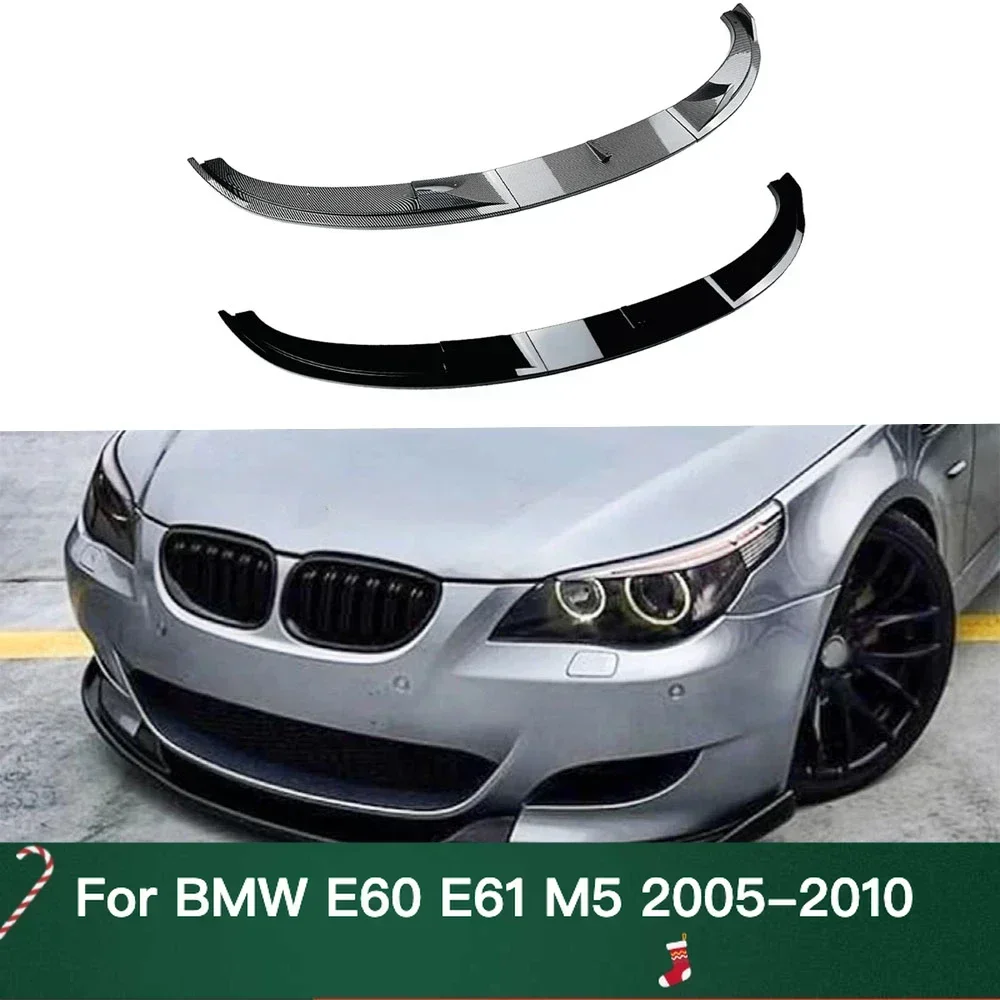 

Front Bumper Spoiler Lip For BMW 5 Series E60 E61 M5 2005-2010 Carbon Fiber Look/Gloss Black Lower Splitter Body Kit Protector