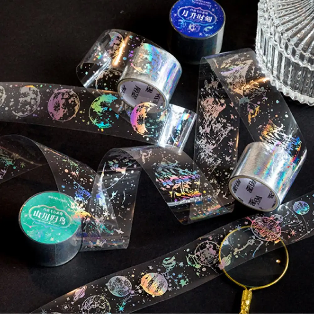 Free Cut Reliable Moon Pattern Transparent Tape Photo Album Decoration School Use