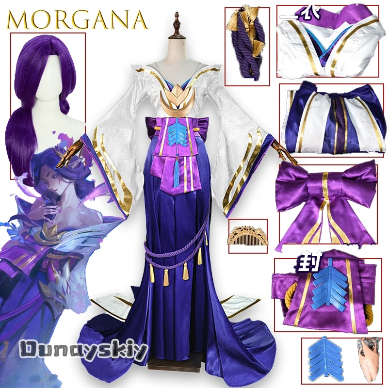 

BSpirit Blossom Morgana Cosplay Costume Anime Outfit Full Set Cosplay Costume Women Roleplay Purple Suit {Dunayskiy States}