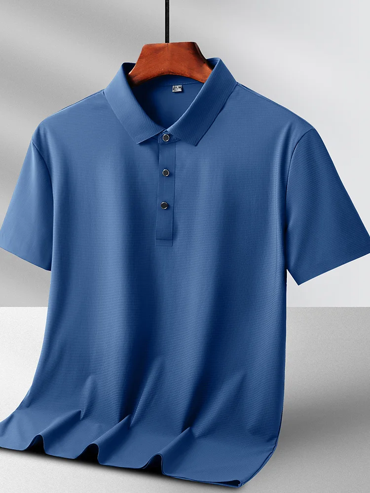 

Breathable Ice Silk Cool Polo Shirts Men M-5xl Solid Color T-Shirt Summer Short Sleeve Quick-Drying High-End Polo Shirt Male