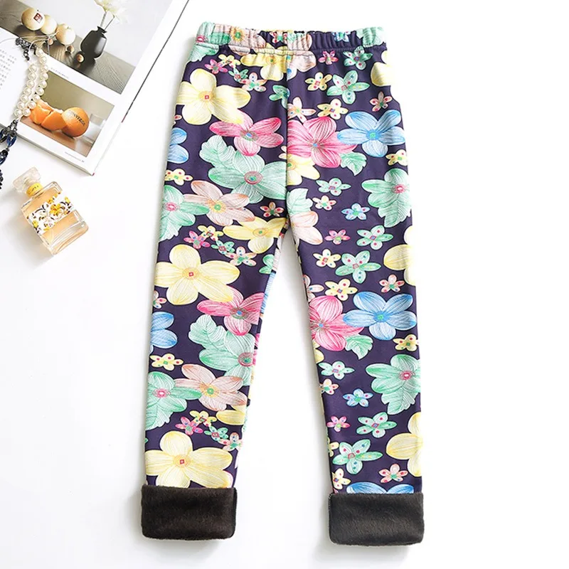 Pantaloni per ragazze autunno inverno Leggings per neonate spessi pantaloni per bambini leopardati caldi ragazza più pantaloni a fiori Vintage per bambini in velluto